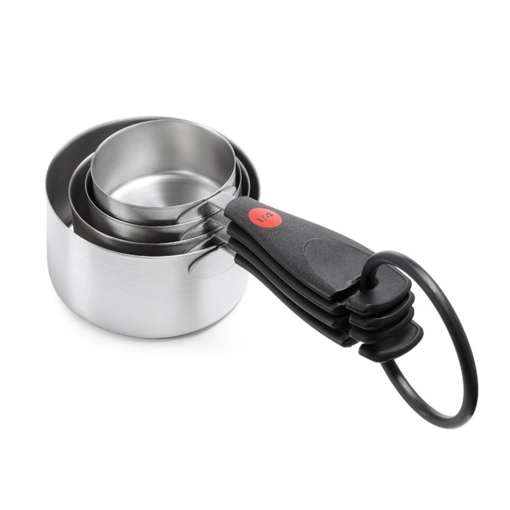 OXO SoftWorks Stainless Steel Measuring Cups Set Black Non-Slip Handles 1064469